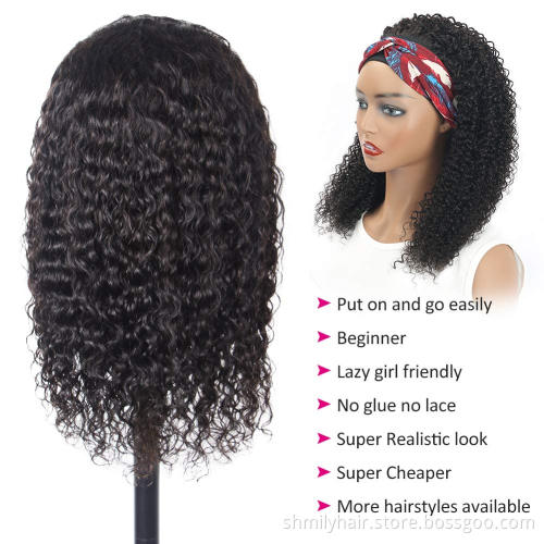 Wholesale Headband Wig Human Hair For Black Women,Remy Human Hair Headband Wig,Headband Kinky Ponytail Human Hair Wig